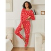 image:imageEkouaer Pajamas Womens Long Sleeve Sleepwear with Long Pants Soft Loungewear Pj Set SXXLChristmas Tree on Red