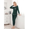 image:imageEkouaer Pajamas Womens Long Sleeve Sleepwear with Long Pants Soft Loungewear Pj Set SXXLGreen