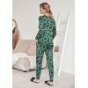 image:imageEkouaer Pajamas Womens Long Sleeve Sleepwear with Long Pants Soft Loungewear Pj Set SXXLGreen Leopardprint
