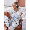 image:imageEkouaer Pajamas Womens Long Sleeve Sleepwear with Long Pants Soft Loungewear Pj Set SXXLLight Blue Cat