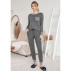image:imageEkouaer Pajamas Womens Long Sleeve Sleepwear with Long Pants Soft Loungewear Pj Set SXXLMiddle Grey