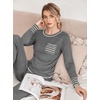 image:imageEkouaer Pajamas Womens Long Sleeve Sleepwear with Long Pants Soft Loungewear Pj Set SXXLMiddle Grey