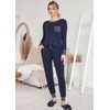 image:imageEkouaer Pajamas Womens Long Sleeve Sleepwear with Long Pants Soft Loungewear Pj Set SXXLNavy Blue