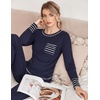 image:imageEkouaer Pajamas Womens Long Sleeve Sleepwear with Long Pants Soft Loungewear Pj Set SXXLNavy Blue