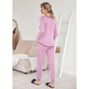 image:imageEkouaer Pajamas Womens Long Sleeve Sleepwear with Long Pants Soft Loungewear Pj Set SXXLPink Small Point