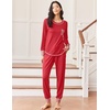 image:imageEkouaer Pajamas Womens Long Sleeve Sleepwear with Long Pants Soft Loungewear Pj Set SXXLRed