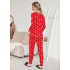 image:imageEkouaer Pajamas Womens Long Sleeve Sleepwear with Long Pants Soft Loungewear Pj Set SXXLRed Stars
