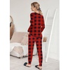 image:imageEkouaer Pajamas Womens Long Sleeve Sleepwear with Long Pants Soft Loungewear Pj Set SXXLRed and Black Plaid