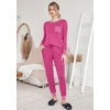 image:imageEkouaer Pajamas Womens Long Sleeve Sleepwear with Long Pants Soft Loungewear Pj Set SXXLRose Red