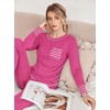 image:imageEkouaer Pajamas Womens Long Sleeve Sleepwear with Long Pants Soft Loungewear Pj Set SXXLRose Red
