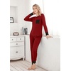 image:imageEkouaer Pajamas Womens Long Sleeve Sleepwear with Long Pants Soft Loungewear Pj Set SXXLWine Red