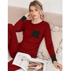 image:imageEkouaer Pajamas Womens Long Sleeve Sleepwear with Long Pants Soft Loungewear Pj Set SXXLWine Red