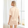 image:imageEkouaer Pajamas for Women Silk Satin Pjs Soft Sleepwear Short Sleeve Button Down Pjs Top and Shorts 2 Piece Lounge Set SXXLChampagne