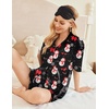 image:imageEkouaer Pajamas for Women Silk Satin Pjs Soft Sleepwear Short Sleeve Button Down Pjs Top and Shorts 2 Piece Lounge Set SXXLChristmas Black