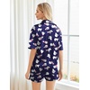 image:imageEkouaer Pajamas for Women Silk Satin Pjs Soft Sleepwear Short Sleeve Button Down Pjs Top and Shorts 2 Piece Lounge Set SXXLChristmas Navy