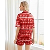 image:imageEkouaer Pajamas for Women Silk Satin Pjs Soft Sleepwear Short Sleeve Button Down Pjs Top and Shorts 2 Piece Lounge Set SXXLChristmas Red