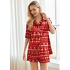 image:imageEkouaer Pajamas for Women Silk Satin Pjs Soft Sleepwear Short Sleeve Button Down Pjs Top and Shorts 2 Piece Lounge Set SXXLChristmas Red