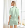 image:imageEkouaer Pajamas for Women Silk Satin Pjs Soft Sleepwear Short Sleeve Button Down Pjs Top and Shorts 2 Piece Lounge Set SXXLLight Green