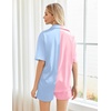 image:imageEkouaer Pajamas for Women Silk Satin Pjs Soft Sleepwear Short Sleeve Button Down Pjs Top and Shorts 2 Piece Lounge Set SXXLPink  Light Blue