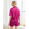 image:imageEkouaer Pajamas for Women Silk Satin Pjs Soft Sleepwear Short Sleeve Button Down Pjs Top and Shorts 2 Piece Lounge Set SXXLRose