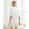 image:imageEkouaer Pajamas for Women Silk Satin Pjs Soft Sleepwear Short Sleeve Button Down Pjs Top and Shorts 2 Piece Lounge Set SXXLWhite