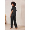 image:imageEkouaer Satin Pajama Set Womens Silk Short Sleeve V Neck Shirt with Long Pant Soft Loungewear Pjs SetBlack