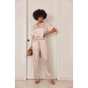 image:imageEkouaer Satin Pajama Set Womens Silk Short Sleeve V Neck Shirt with Long Pant Soft Loungewear Pjs SetChampagne