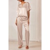 image:imageEkouaer Satin Pajama Set Womens Silk Short Sleeve V Neck Shirt with Long Pant Soft Loungewear Pjs SetChampagne