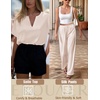 image:imageEkouaer Satin Pajama Set Womens Silk Short Sleeve V Neck Shirt with Long Pant Soft Loungewear Pjs SetChampagne