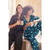 image:imageEkouaer Satin Pajama Set Womens Silk Short Sleeve V Neck Shirt with Long Pant Soft Loungewear Pjs SetFloral BlueGreen