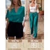 image:imageEkouaer Satin Pajama Set Womens Silk Short Sleeve V Neck Shirt with Long Pant Soft Loungewear Pjs SetGreen