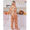 image:imageEkouaer Satin Pajama Set Womens Silk Short Sleeve V Neck Shirt with Long Pant Soft Loungewear Pjs SetHalloween Orange