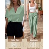 image:imageEkouaer Satin Pajama Set Womens Silk Short Sleeve V Neck Shirt with Long Pant Soft Loungewear Pjs SetIce Green
