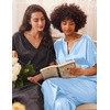 image:imageEkouaer Satin Pajama Set Womens Silk Short Sleeve V Neck Shirt with Long Pant Soft Loungewear Pjs SetLight Blue