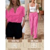 image:imageEkouaer Satin Pajama Set Womens Silk Short Sleeve V Neck Shirt with Long Pant Soft Loungewear Pjs SetPink Leopard