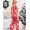image:imageEkouaer Satin Pajama Set Womens Silk Short Sleeve V Neck Shirt with Long Pant Soft Loungewear Pjs SetRed Christmas
