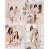 image:imageEkouaer Satin Pajama Set for Women Button Down Pj Set Long Sleeve Top and Shorts 2 Piece Loungewear Summer Soft SleepwearChampagne