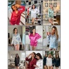 image:imageEkouaer Satin Pajama Set for Women Button Down Pj Set Long Sleeve Top and Shorts 2 Piece Loungewear Summer Soft SleepwearLight Pink Leopard Print