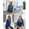 image:imageEkouaer Satin Pajama Set for Women Button Down Pj Set Long Sleeve Top and Shorts 2 Piece Loungewear Summer Soft SleepwearNavy Blue