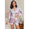 image:imageEkouaer Satin Pajama Set for Women Button Down Pj Set Long Sleeve Top and Shorts 2 Piece Loungewear Summer Soft SleepwearOcean Cats