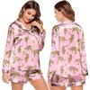 image:imageEkouaer Satin Pajama Set for Women Button Down Pj Set Long Sleeve Top and Shorts 2 Piece Loungewear Summer Soft SleepwearPink Leopard