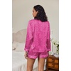 image:imageEkouaer Satin Pajama Set for Women Button Down Pj Set Long Sleeve Top and Shorts 2 Piece Loungewear Summer Soft SleepwearPink Leopard Print