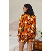 image:imageEkouaer Satin Pajama Set for Women Button Down Pj Set Long Sleeve Top and Shorts 2 Piece Loungewear Summer Soft SleepwearPumpkin