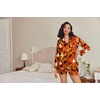 image:imageEkouaer Satin Pajama Set for Women Button Down Pj Set Long Sleeve Top and Shorts 2 Piece Loungewear Summer Soft SleepwearPumpkin