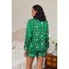 image:imageEkouaer Satin Pajama Set for Women Button Down Pj Set Long Sleeve Top and Shorts 2 Piece Loungewear Summer Soft SleepwearSanta Claus