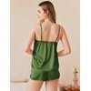 image:imageEkouaer Silk Pajamas Set for Women Satin Camisole Sleepwear Lingerie VNeck Cami Top and Shorts PjsArmy Green