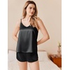 image:imageEkouaer Silk Pajamas Set for Women Satin Camisole Sleepwear Lingerie VNeck Cami Top and Shorts PjsBlack