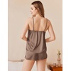 image:imageEkouaer Silk Pajamas Set for Women Satin Camisole Sleepwear Lingerie VNeck Cami Top and Shorts PjsBrown