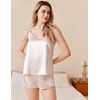 image:imageEkouaer Silk Pajamas Set for Women Satin Camisole Sleepwear Lingerie VNeck Cami Top and Shorts PjsChampagne
