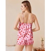 image:imageEkouaer Silk Pajamas Set for Women Satin Camisole Sleepwear Lingerie VNeck Cami Top and Shorts PjsLeopard Heart